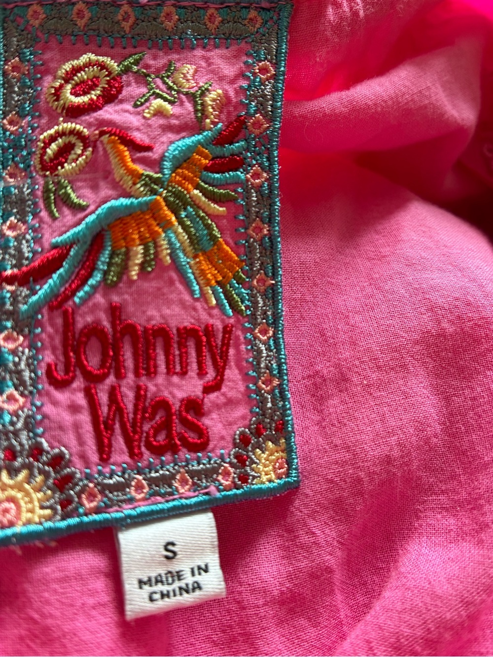 Johnny Was Athena pleated eyelet baby doll top pink READ DESC. - Picture 3 of 5